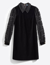 Load image into Gallery viewer, Lace &amp; Velvet Collared Shift Dress
