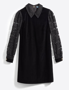 Lace & Velvet Collared Shift Dress